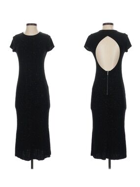 Alice + Olivia Black Sparkly Open Back Bodycon Midi Dress Small S